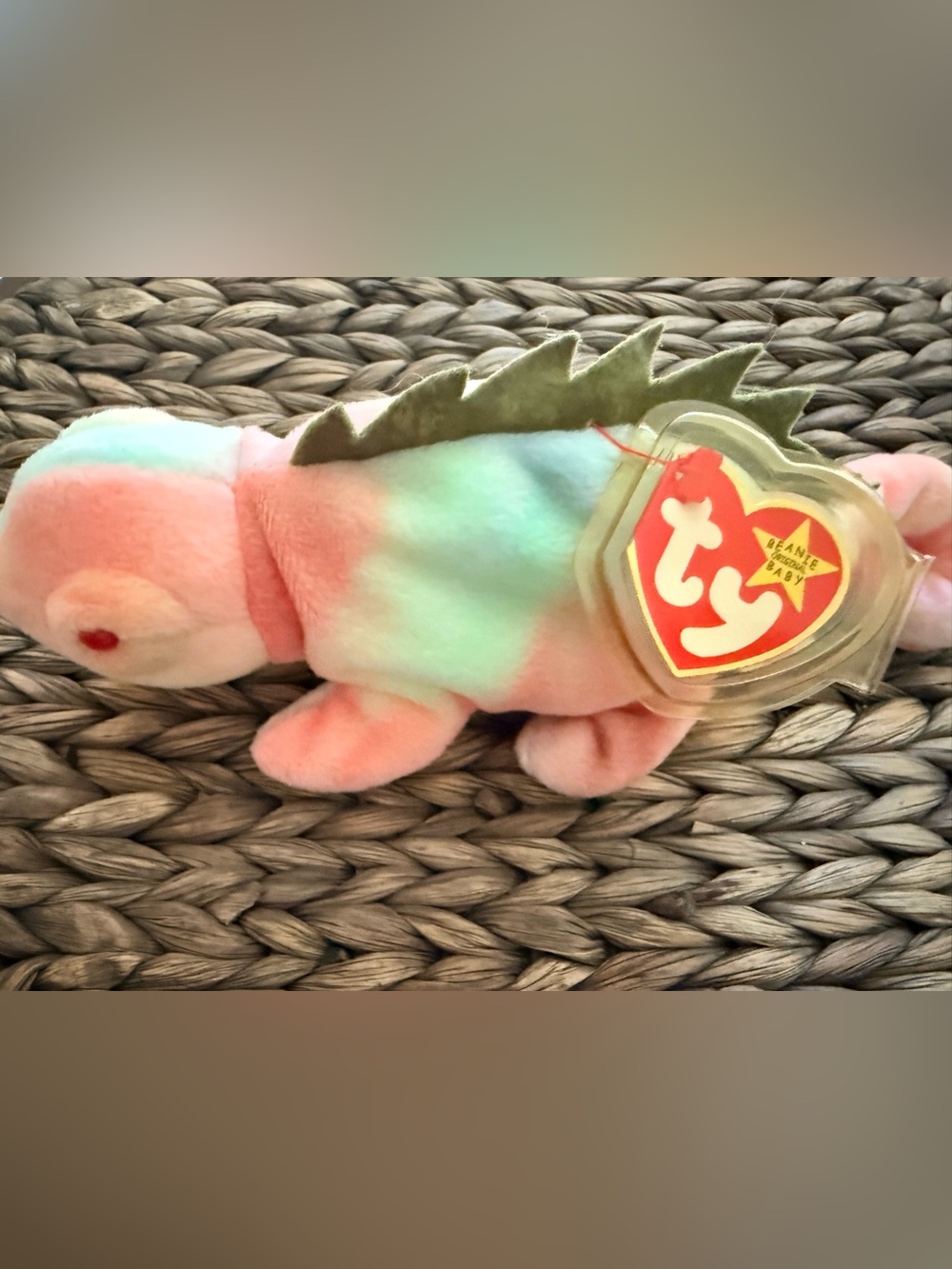 Ty Pastel Tie-Dye Iguana Plush - Peach, Mint, Cream